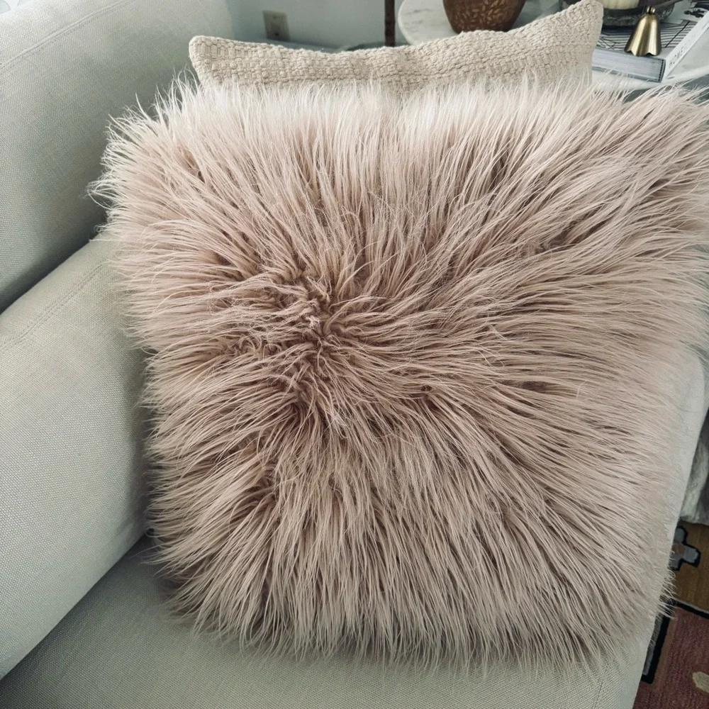 Oversize Faux Fur Square Throw Pillow